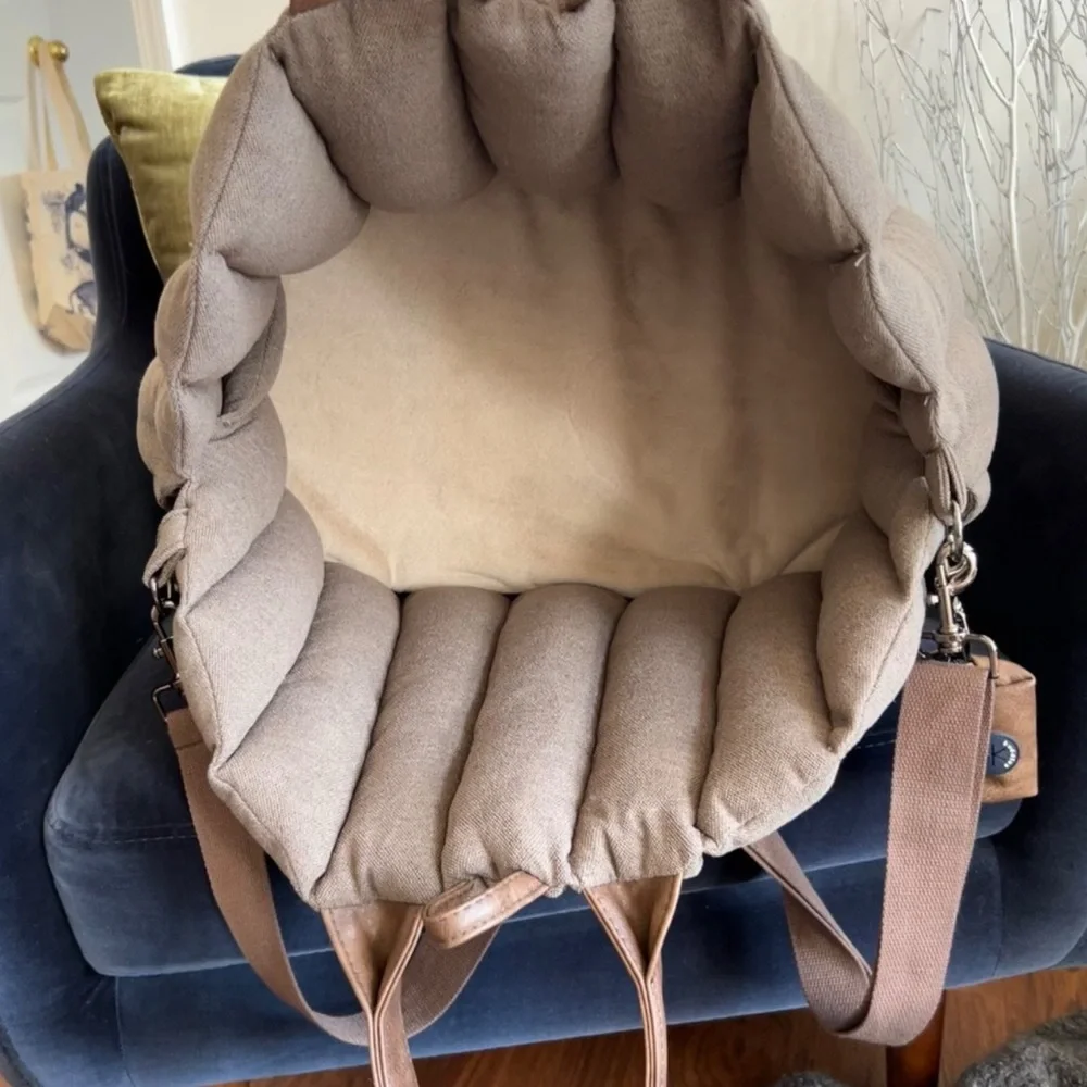 Plush Quilted Dog Carrier Bag - Brown